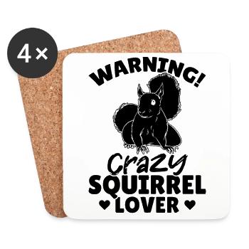Warning Crazy Squirrel Lover - Coasters (set of 4) - white - Front
