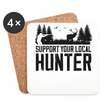 Buck Deer Hunting Hunter Support - Coasters (set of 4) - white - Front