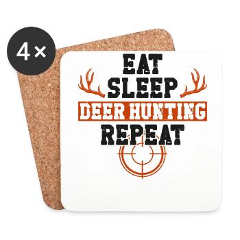 Chasseur de cerfs buck mange du sommeil - Dessous de verre (lot de 4) - blanc - Devant