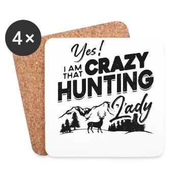 Buck Deer Hunting Hunter Girl Yes! - Untersetzer (4er-Set) - Weiß - Vorne