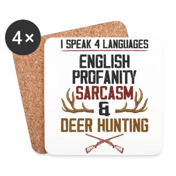 Buck Deer Hunting Hunter Vintage I - Coasters (set of 4) - white - Front