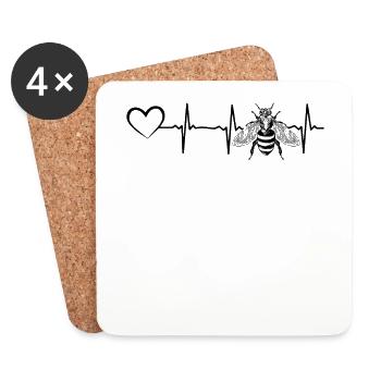 Honeybee Heartbeat Heart Bee Honeybee Lover Apiculteur - Dessous de verre (lot de 4) - blanc - Devant