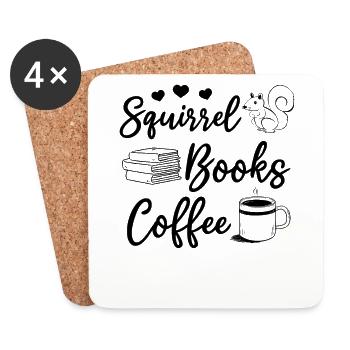 Squirrel Books Coffee Squirrel Lover Buch Lesen - Untersetzer (4er-Set) - Weiß - Vorne