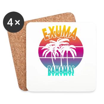 Vintage Exuma Bahamas Coucher de soleil - Dessous de verre (lot de 4) - blanc - Devant