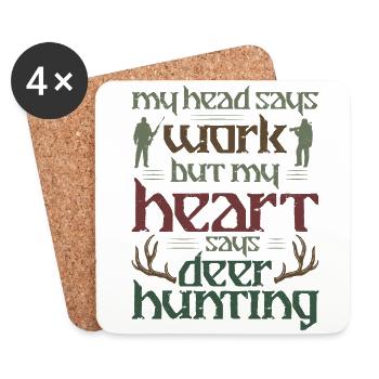 Buck Deer Hunting Hunter My Head - Coasters (set of 4) - white - Front