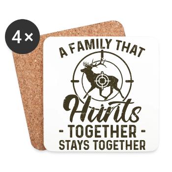 Buck Deer Hunting Hunter Family A - Coasters (set of 4) - white - Front