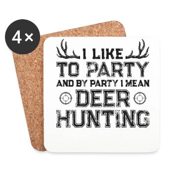 Buck Deer Hunting Hunter I Like To - Coasters (set of 4) - white - Front