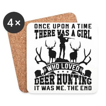 Buck Deer Hunting Hunter Girl Once - Coasters (set of 4) - white - Front
