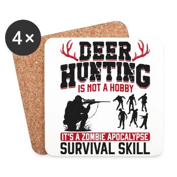 Buck Deer Hunting Hunter Zombie - Coasters (set of 4) - white - Front