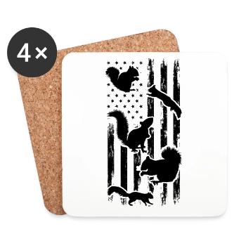 Squirrel US Flag Squirrel American - Coasters (set of 4) - white - Front