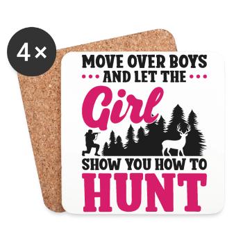 Buck Deer Hunting Hunter Girl Move - Dessous de verre (lot de 4) - blanc - Devant