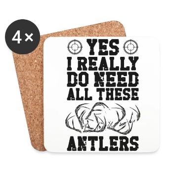 Buck Deer Hunting Hunter Vintage - Coasters (set of 4) - white - Front