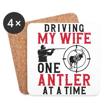 Buck Deer Hunting Hunter Wife - Untersetzer (4er-Set) - Weiß - Vorne
