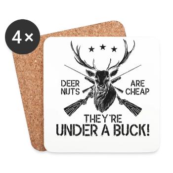 Buck Deer Hunting Hunter Pun Deer - Untersetzer (4er-Set) - Weiß - Vorne