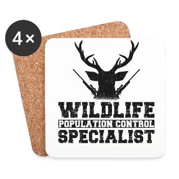 Buck Deer Hunting Hunter Wildlife - Coasters (set of 4) - white - Front