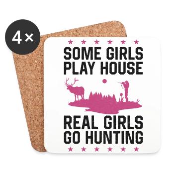 Buck Deer Chasse Hunter Girl Certains - Dessous de verre (lot de 4) - blanc - Devant
