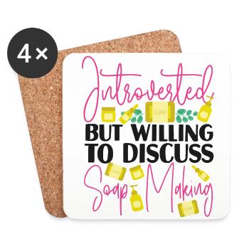 Soap Making Crafting Introverted - Coasters (set of 4) - white - Front