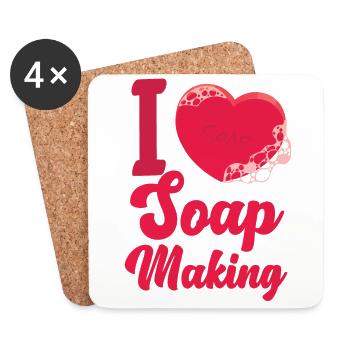 Soap Making Crafting Heart I Love - Coasters (set of 4) - white - Front