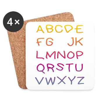 Hi Alphabet - Coasters (set of 4) - white - Front