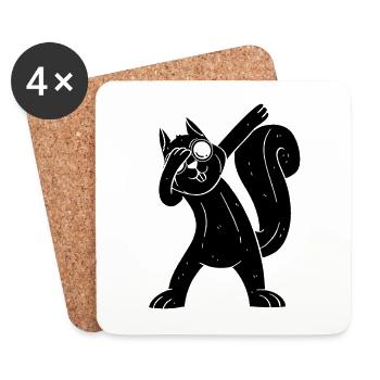 Squirrel, cool squirrel with - Coasters (set of 4) - white - Front