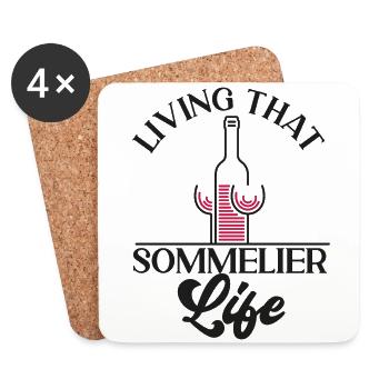 Sommelier Wine Drinking Tasting - Coasters (set of 4) - white - Front