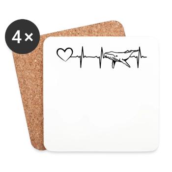 Wal Heartbeat Heart Cute Wal Heartbeat Wal Fish - Untersetzer (4er-Set) - Weiß - Vorne