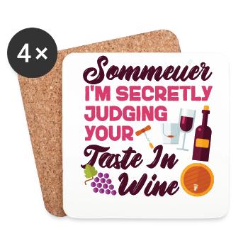 Sommelier Wine Drinking Tasting - Coasters (set of 4) - white - Front