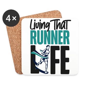 Running Runner Half Marathon - Untersetzer (4er-Set) - Weiß - Vorne