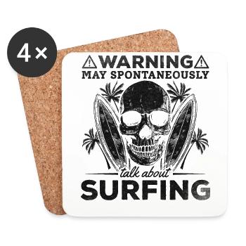 Warnung beim Wassersurfen kann spontan über Surfen - Untersetzer (4er-Set) - Weiß - Vorne