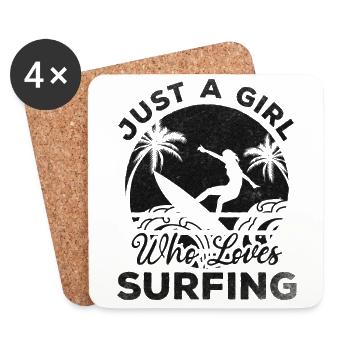 Surfing Surfboard Surfer Girl Just a girl who - Coasters (set of 4) - white - Front