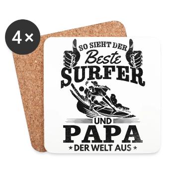 So sieht der beste Surfer und Papa der Welt aus - Untersetzer (4er-Set) - Weiß - Vorne