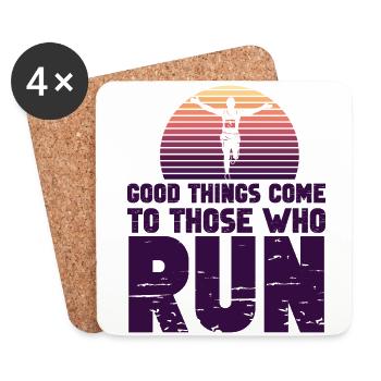 Running Runner Half Marathon Retro - Coasters (set of 4) - white - Front
