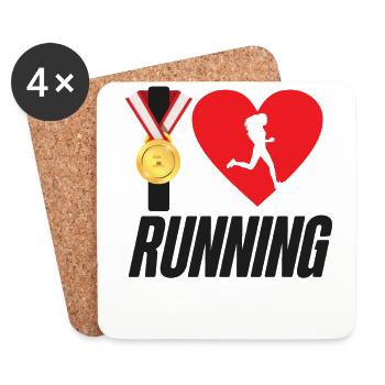 Running Runner Semi-Marathon Coeur - Dessous de verre (lot de 4) - blanc - Devant