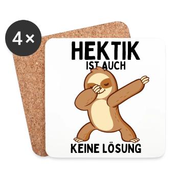 Dabbendes Faultier Spruch für Faulenzer - Untersetzer (4er-Set) - Weiß - Vorne