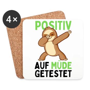 Dabbendes Faultier Spruch für Faulenzer - Untersetzer (4er-Set) - Weiß - Vorne