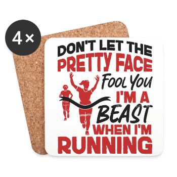 Running Runner Half Marathon Girl - Untersetzer (4er-Set) - Weiß - Vorne