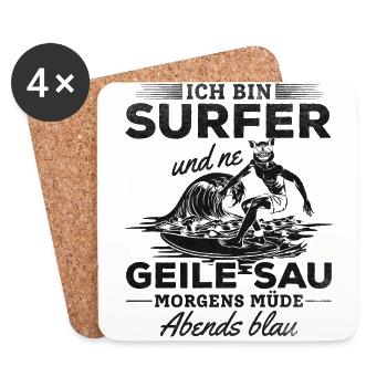 Surfing Surfer Surfbrett Surfer Wellenreiten - Untersetzer (4er-Set) - Weiß - Vorne