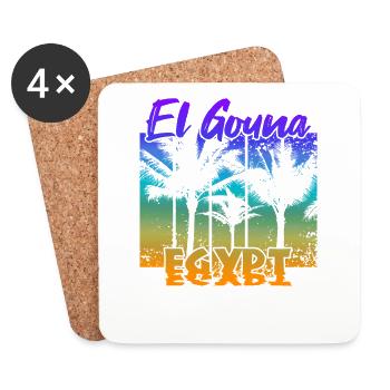 Vintage El Gouna Egypt Sonnenuntergang - Untersetzer (4er-Set) - Weiß - Vorne