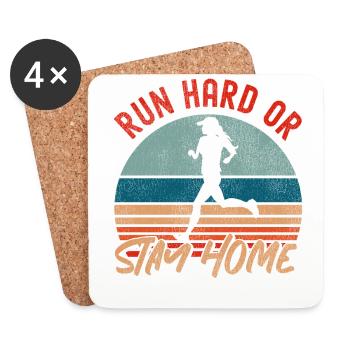 Running Runner Half Marathon Retro - Coasters (set of 4) - white - Front