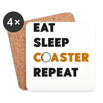 Roller Coaster Eat Sleep Coaster - Coasters (set of 4) - white - Front