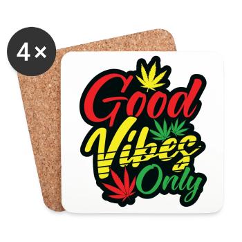 Good Vibes Seulement Rastafari Rasta Jamaïque Reggae - Dessous de verre (lot de 4) - blanc - Devant