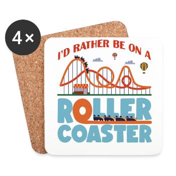 Roller Coaster I'd Rather Be On A - Coasters (set of 4) - white - Front