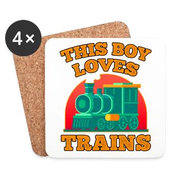 Ce garçon adore les locomotives de train! Cadeau enfant - Dessous de verre (lot de 4) - blanc - Devant