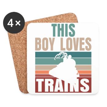 Ce garçon adore les locomotives de train! Cadeau enfant - Dessous de verre (lot de 4) - blanc - Devant