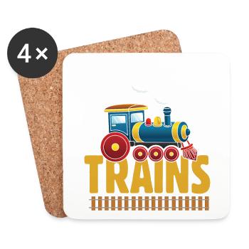 Ce garçon adore les locomotives de train! Cadeau enfant - Dessous de verre (lot de 4) - blanc - Devant