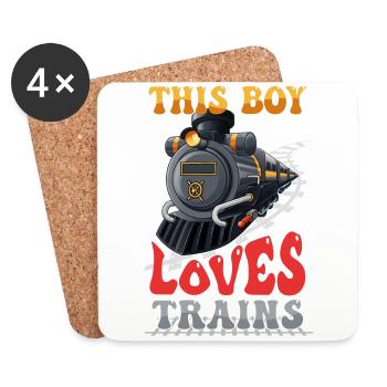 Ce garçon adore les locomotives de train! Cadeau enfant - Dessous de verre (lot de 4) - blanc - Devant