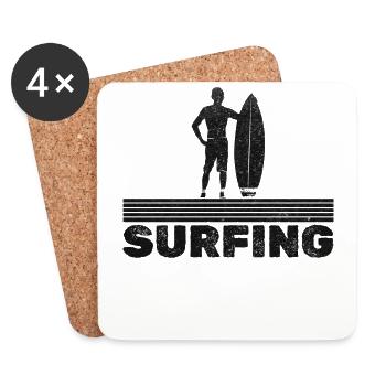 Surfeur Man Surfer - Dessous de verre (lot de 4) - blanc - Devant