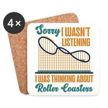 Roller Coaster Sorry I Wasn't - Coasters (set of 4) - white - Front