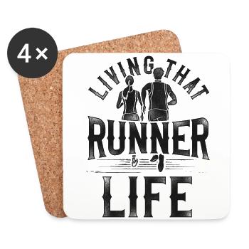Running Runner Half Marathon - Untersetzer (4er-Set) - Weiß - Vorne