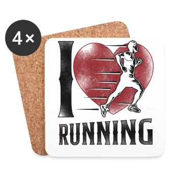 Running Runner Semi-Marathon Coeur - Dessous de verre (lot de 4) - blanc - Devant